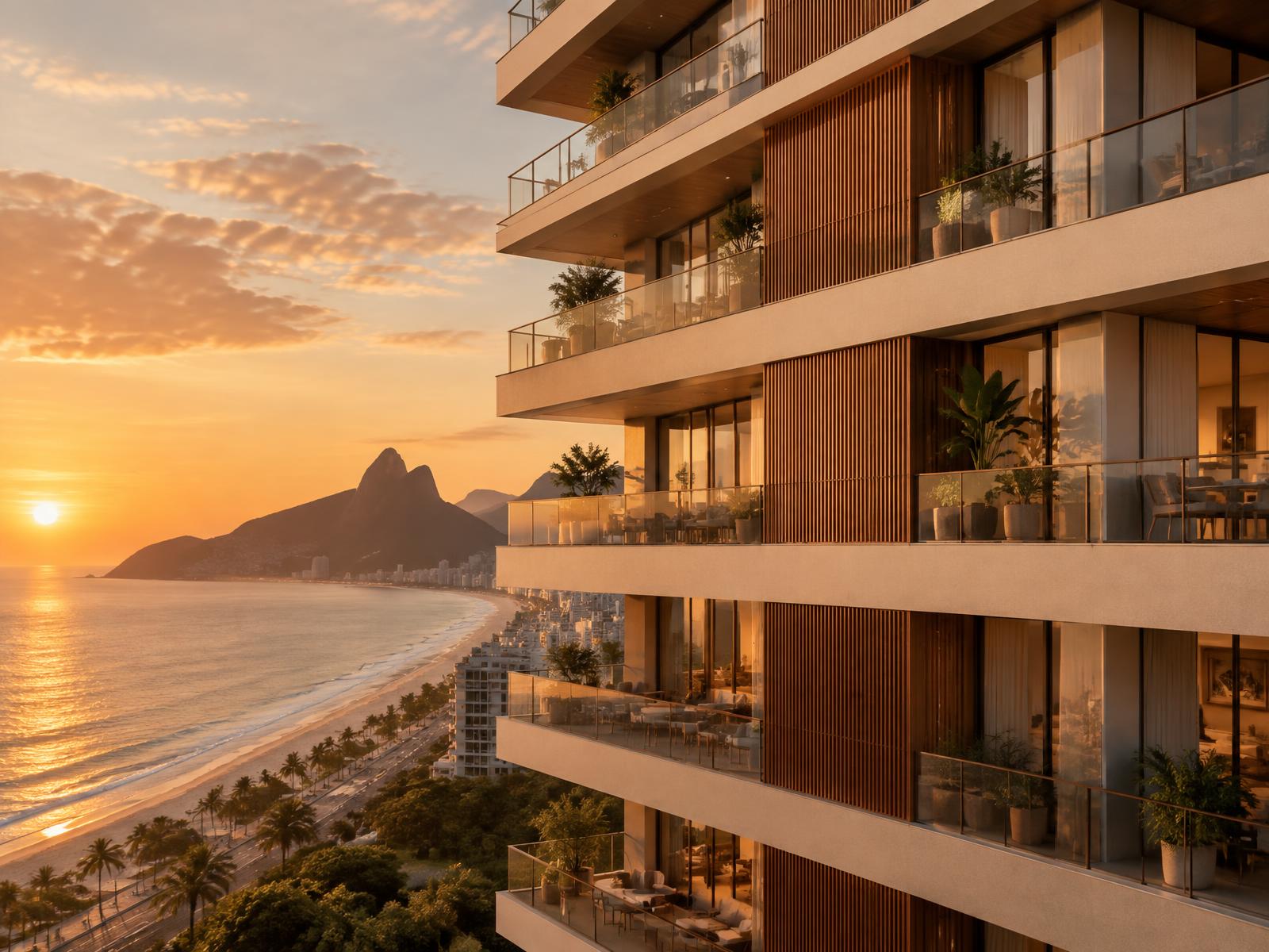 Prédio moderno à beira-mar